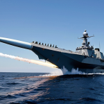 Hyper-sonic Missile Launch**

A modern Russian warship launching a "Zircon" hypersonic missile during naval exercises in the Baltic Sea. The ship is fully clothed with a professional crew in appropriate attire operating the launch systems. The missile is depicted mid-flight, leaving a fiery trail. The sea is moderately choppy, with a clear sky above. Include details like the ship's pennant number and radar systems. Safe for work, appropriate content, professional, perfect anatomy, correct proportions, natural pose, fully clothed.

**