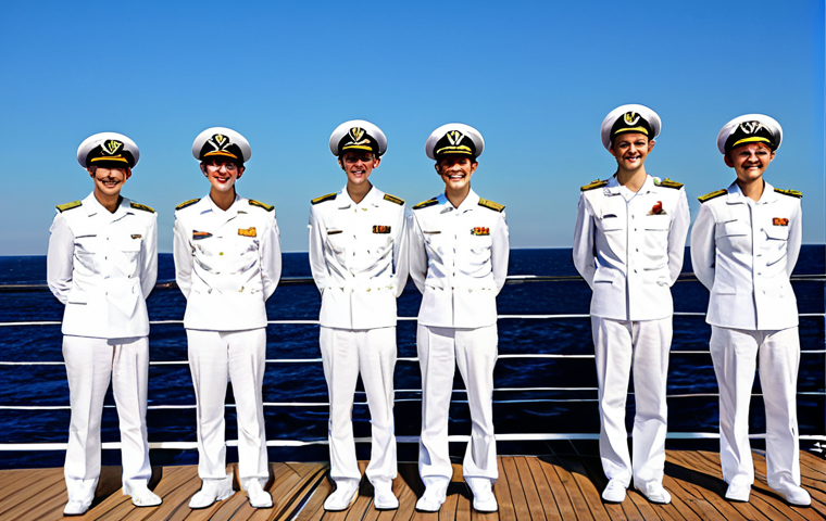 **
"A group of young, smiling Russian sailors in their navy uniforms, standing on the deck of a modern Russian warship during a sunny day. The ship is at sea, with a clear blue sky and calm waters in the background. The sailors are fully clothed in appropriate naval attire. Safe for work, appropriate content, modest, family-friendly, professional. Perfect anatomy, correct proportions, natural pose, well-formed hands, proper finger count, natural body proportions. High quality, professional photography."
**