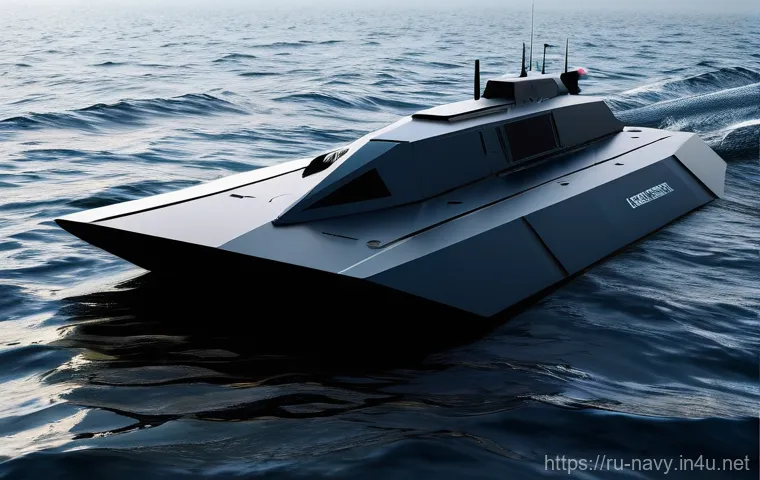 해군의 최신 군사 기술 동향 - **Prompt 1: Autonomous Stealth Patrol**
    "A photorealistic depiction of a highly advanced, autono...