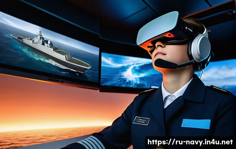해군 군사 훈련 장비 - **Prompt 1: Immersive VR Storm Simulation on a Frigate Bridge**
    "A young naval cadet, approximat...